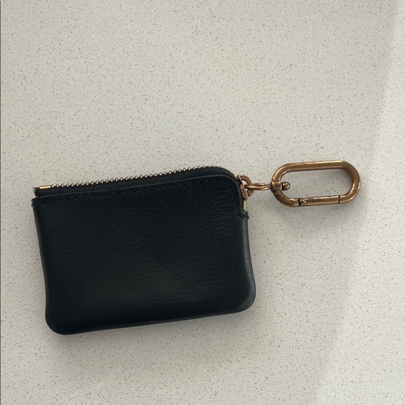 Madewell Handbags - Madewell Black Leather Wristlet with Gold Clasp